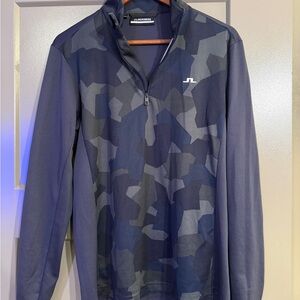 J.Lindeberg Blue Camouflage Quarter-Zip Pullover